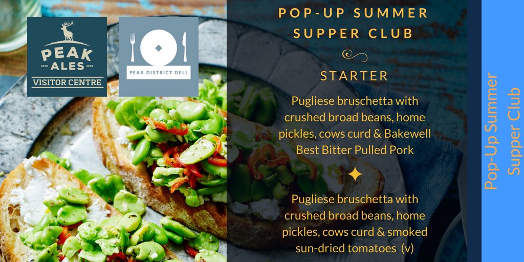 Delighted to announce the starter menu for our Pop-Up Summer Supper Club with <a href="/peakalesvc/">peakalesvc</a> <a href="/peakales/">Peak Ales</a> For tickets, visit our website. We’re really excited. #PeakDistrict #PopUp #SupperClub #Derbyshire #Sheffield <a href="/RMC_Media/">RMC_Media</a>