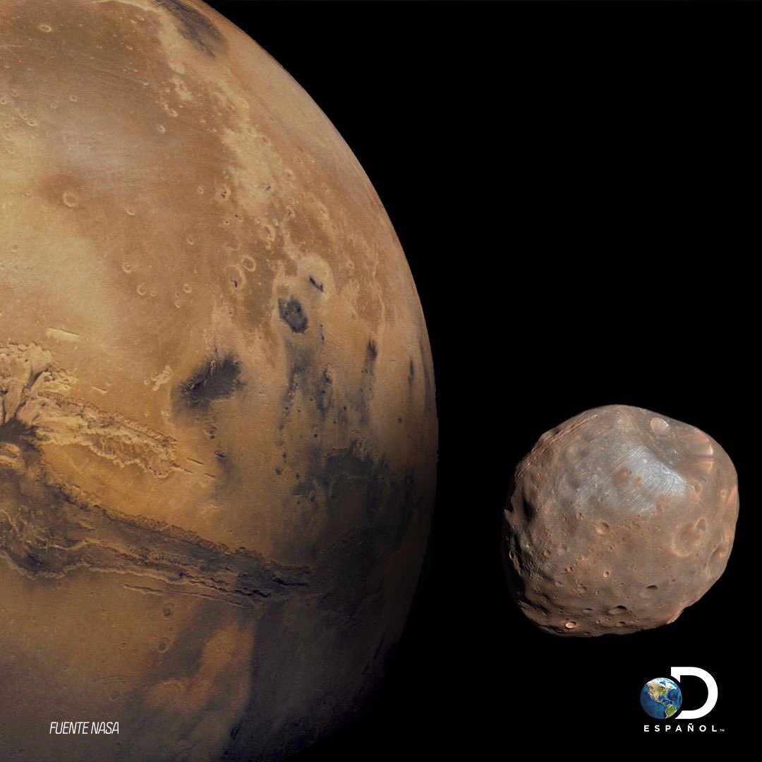 Una simulación en computadora sugirió que probablemente las lunas de Marte, Phonos y Deimos, fueron creadas tras la colisión de un gran asteroide con el planeta rojo. #DNews