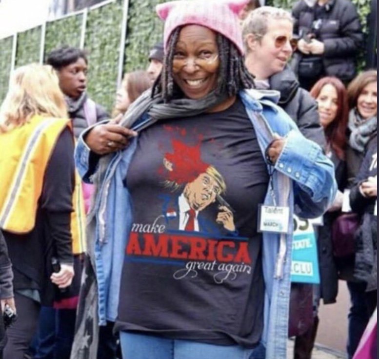 blondiesooner's tweet photo. @PlainJane461 @ChrisK273 @therealroseanne Can you people read? I never said the word “racist” but here’s a nice picture of her racist co-worker. I just think Joy is (like I said) a liberal imbecile. #MissMeWithThatLameShit https://t.co/RLh410fJmT