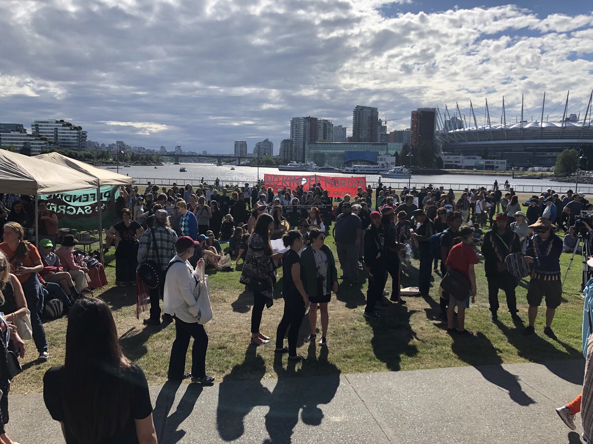 standearth's tweet photo. A big crowd is assembling outside science world, ready to tell Trudeau the #kindermorgan pipeline is never getting built #stopkm #protectheinlet https://t.co/T9HPLPIDFY