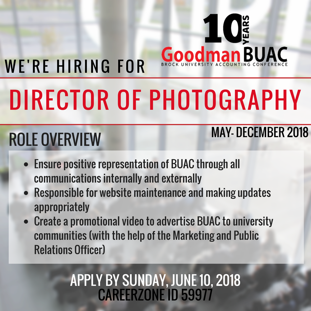 GoodmanBUAC's tweet photo. Goodman BUAC is looking for one photography enthusiast to be a part of this year's executive team! Further details about the position can be found through the careerzone ID. Come celebrate our 10th anniversary with us while helping us make this year's conference the best one! https://t.co/XkDcVO0EJb