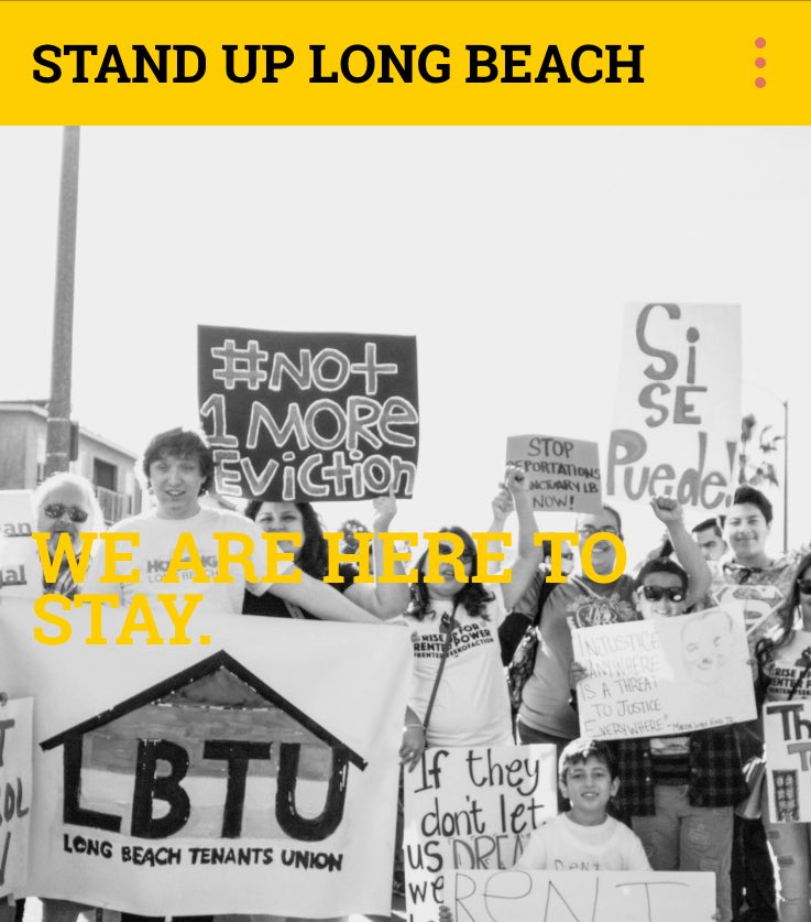 HousingLB's tweet photo. Check out the new website dedicated to housing justice for Long Beach. #StandUp4LB #WeAreHereToStay https://t.co/TvJajnC4Vu https://t.co/G4jmWgI85t