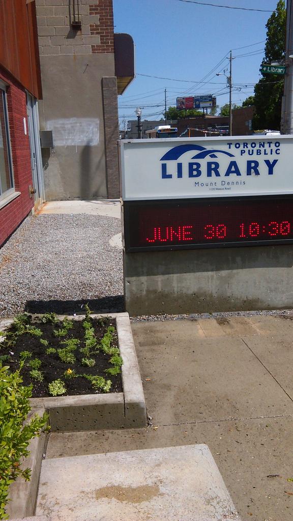Check out the Mount Dennis library garden done by Roselands Horticultural Society