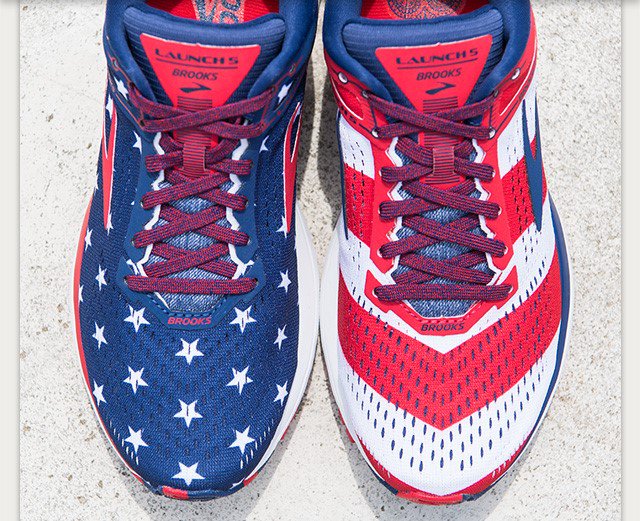 brooks red white and blue sneakers