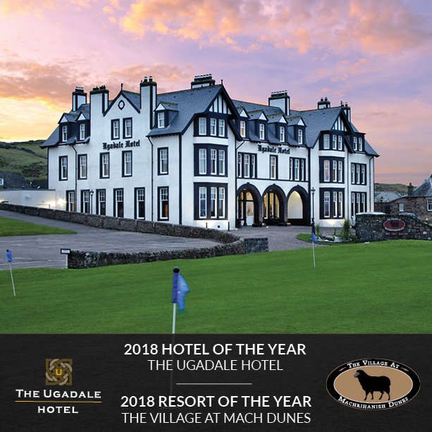 MachDunes's tweet photo. We're honoured to announce that The #Ugadale Hotel has just been named Hotel of the Year and The Village at #Machrihanish Dunes has been named Resort of the Year at the 2018 #Scottish #Hospitality Awards! Thank you to our team and, of course, to all of you for your support! https://t.co/EAlSdpW6SQ