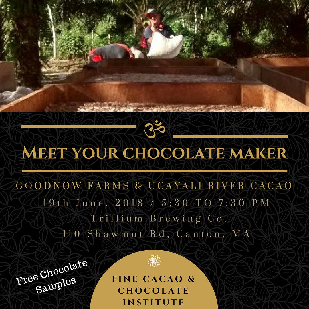 chocoinstitute's tweet photo. Friends in Massachusetts, join us on Tuesday, June 19 for a free tasting event of chocolate made from Peruvian cacao! Featuring the craftspeople behind @GoodnowFarms &amp; @Ucayali_R_Cacao.

Beer from our hosts @trilliumbrewing will be available for purchase with pairing suggestions. https://t.co/gVUvi6VCWp