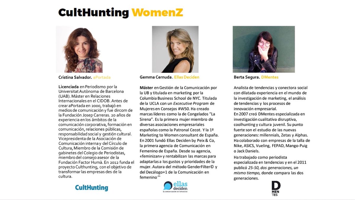 peixco's tweet photo. W O M E N Z D A Y @csalvadorb de @aportada #BertaSegura @dmentesnews y #GemmaCernuda @peixco de #ellasdeciden somos las co-inspiradoras del #WomenZ Day dentro del @PrimaveraPro
Nos vemos este jueves 31/5 a las 10 am en @cececebe #BCN @culthunting #womendo https://t.co/zCgDYjxIHn