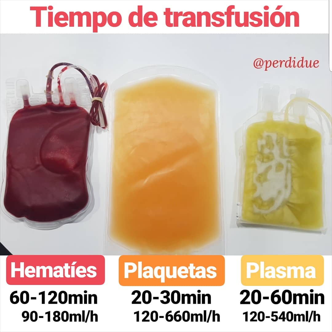 Tiempos de transfusión recomendados para los diferentes componentes sanguíneos💉❤