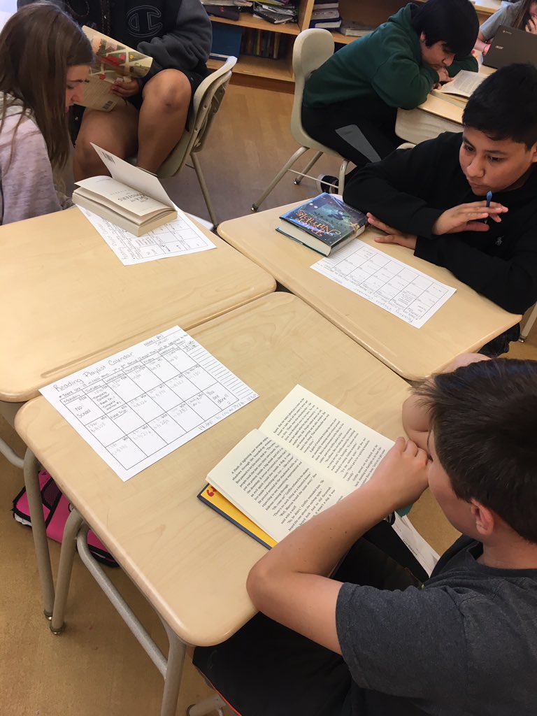 c_hansen21's tweet photo. Today we started our Individualized Reading Playlists for our new novels. Students created their own calendars and chose how they wanted to pace their reading and activities over the next few weeks. #WeAreHB #HBMSPride #engageHB https://t.co/lHX5jymv3i
