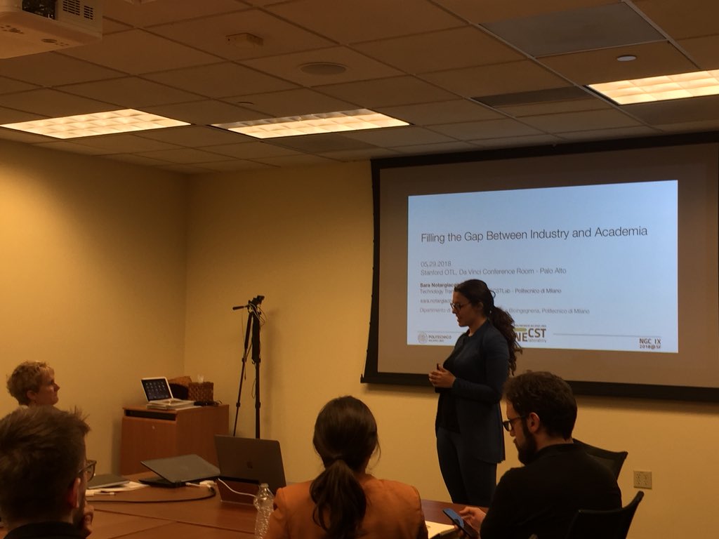 LorenzoDiTucci's tweet photo. @Sara_Nt on “Filling the Gap between #industry and #academia” at Stanford #OTL @necstlaboratory #NGC #NGC18 https://t.co/nasAA2HRgP
