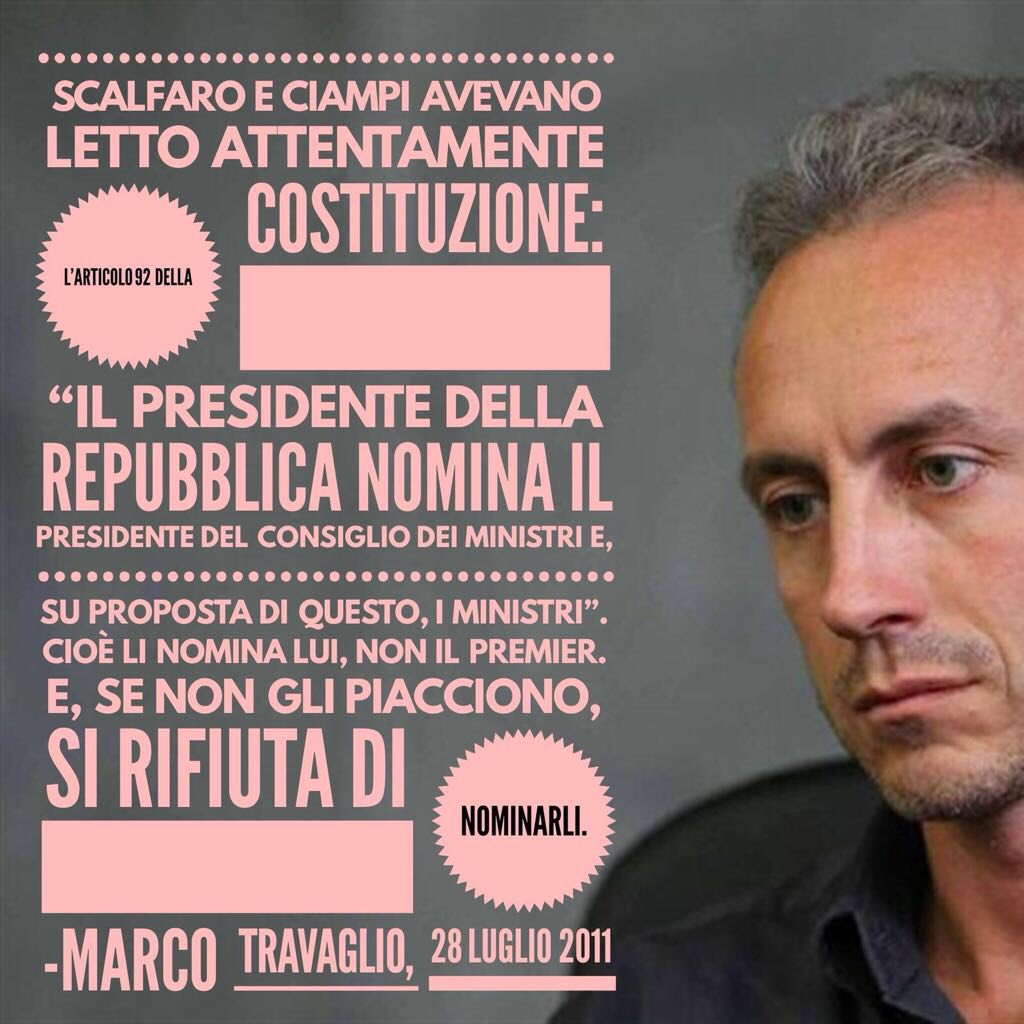 AlessiaMorani's tweet photo. È lo stesso #Travaglio che sta parlando ora a #Dimartedi? Il 28 luglio 2011 sosteneva che il Presidente della Repubblica può opporre un rifiuto alla nomina di un ministro #robadamatti https://t.co/MnPn2Skcvm
