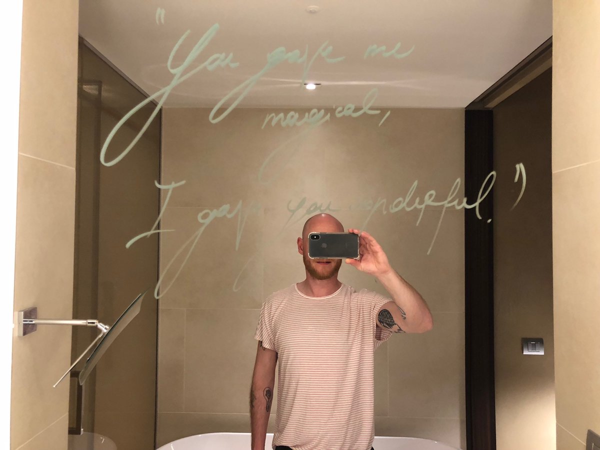 Ben Johnston On Twitter When You Arrive At The Hotel After A Brutal Day Of Plane Delays And You Find Hand Written Lyrics To Biblical On Your Bathroom Mirror Xxxx Memilanilduca