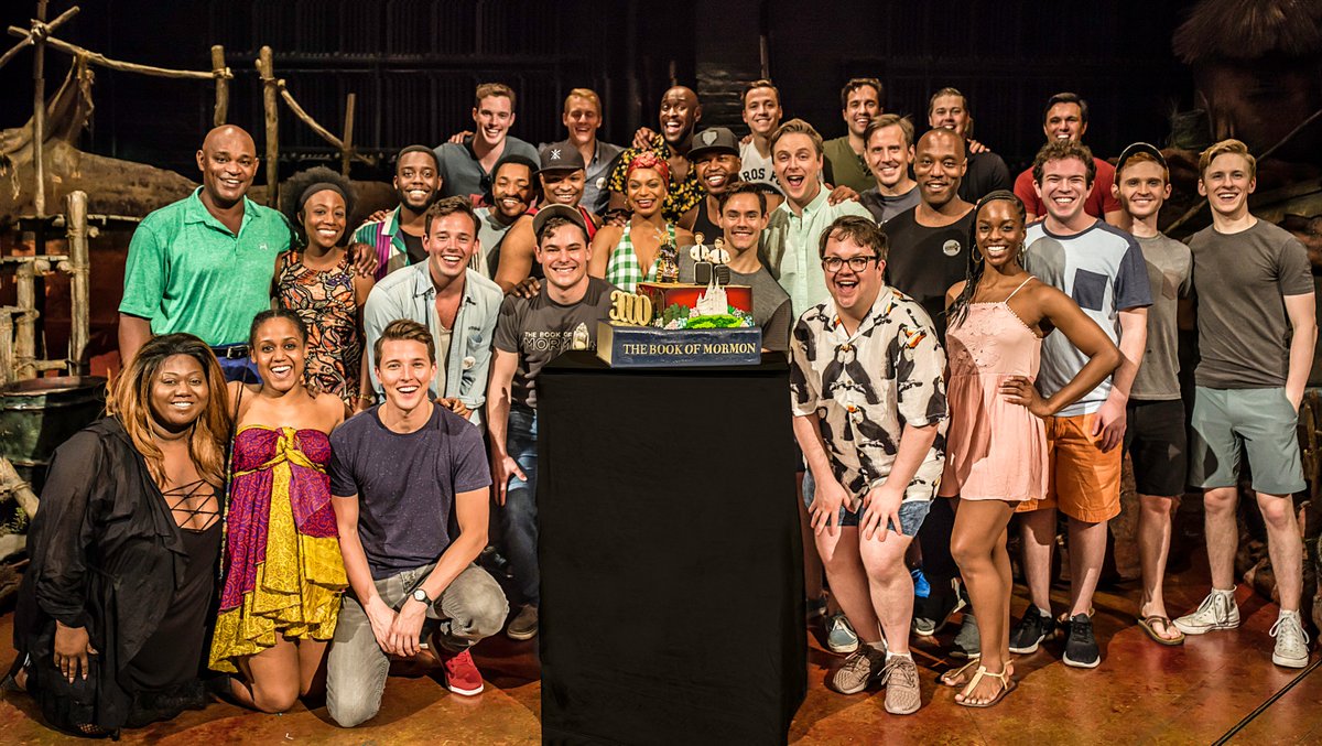 BookofMormon's tweet photo. A few more from this weekend where we celebrated 3,000 performances on Broadway! #BOM3000 🙏 🍰 https://t.co/6jJ9a3QS8y