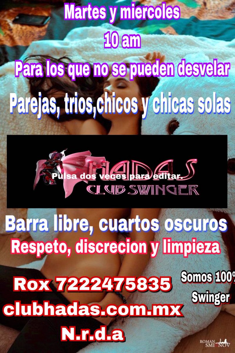 HadasRous's tweet photo. Sí no te puedes desvelar y quieres Swingear ven a visitarnos..club hadas sw Toluca 7222475835 wats https://t.co/2avpjlY3z5