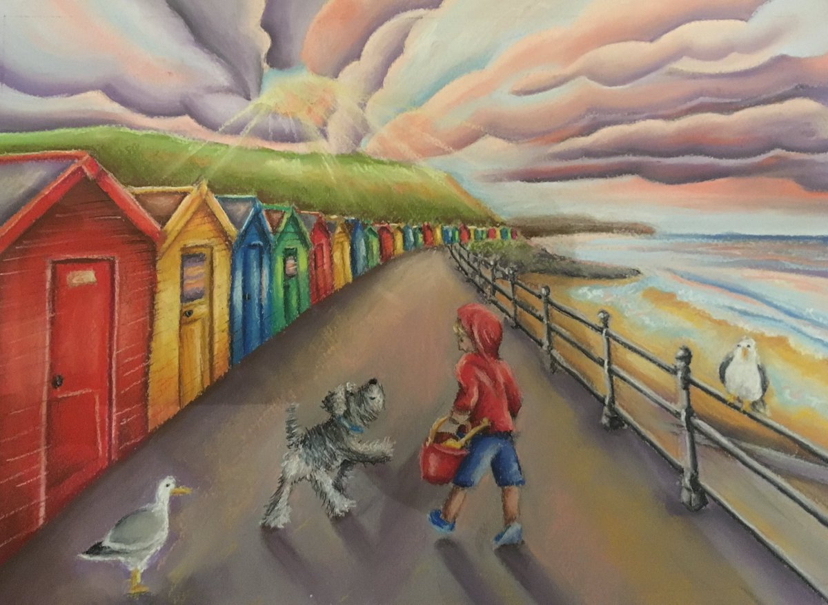 My latest picture, ‘Long Summer Days’ trying to capture the end of the perfect day. #the marvellous world of Ted #lydia streets #arts #whitby  #contemporaryart #illustrationart #galleries
