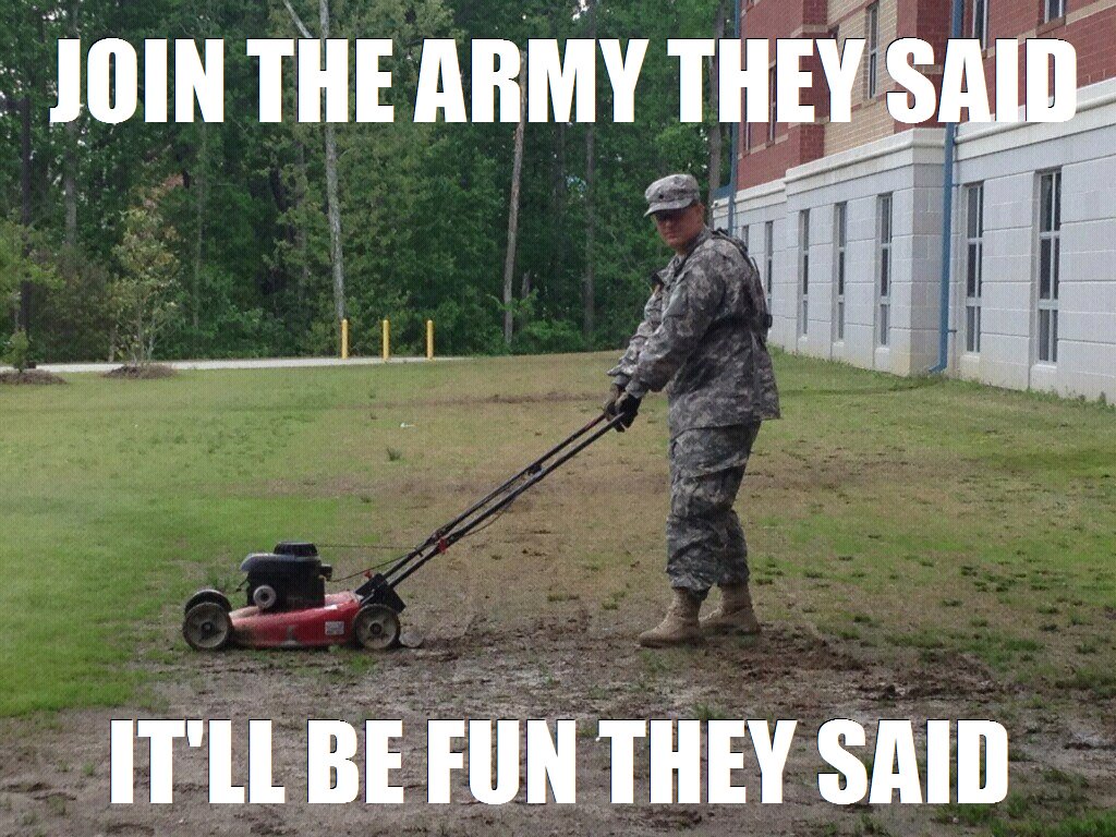 ContractorAcad's tweet photo. Join the army they said it’ll be fun they said.
.
.
#ArmyFun #Memes #Funny #ArmyJobs #Jobs #MilitaryJobs #Contractor #Academy https://t.co/z9i1Zbrx0i