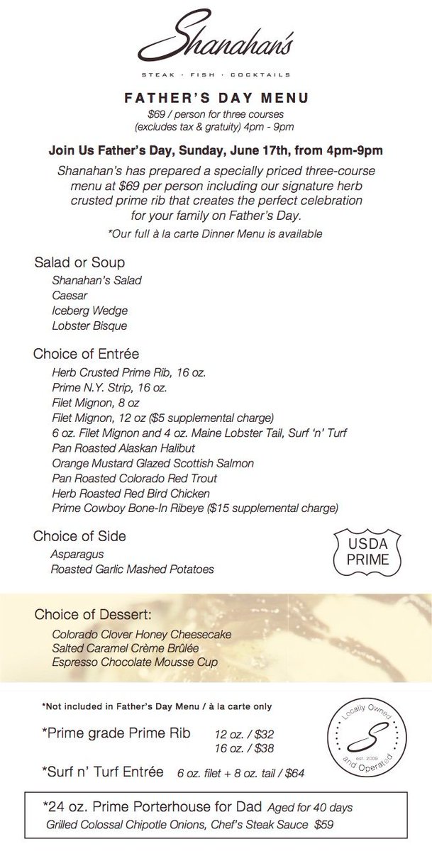 ShanahansDTC's tweet photo. Make Father’s Day special with a reservation at Shanahan’s. See our specially priced, three-course menu here: https://t.co/D6e2EFHUob https://t.co/gdXsaMLUEU
