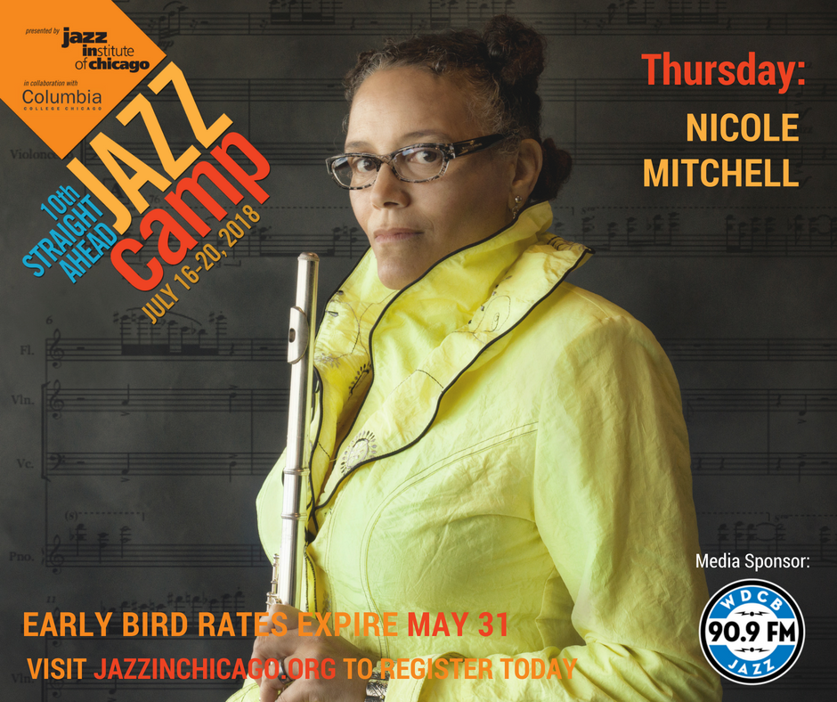 jazzinstitute's tweet photo. Who's coming to Straight Ahead Jazz Camp 2018? @blackearthmuse! Jazz enthusiasts, musicians and educators alike explore what makes a visionary and fuels originality. 7/16-20/18 @ColumbiaChi. Register: https://t.co/oseX9UYGNm EARLY BIRD RATES END MAY 31ST! DAY PASSES! #SAJC18 https://t.co/hF1XxECbFt