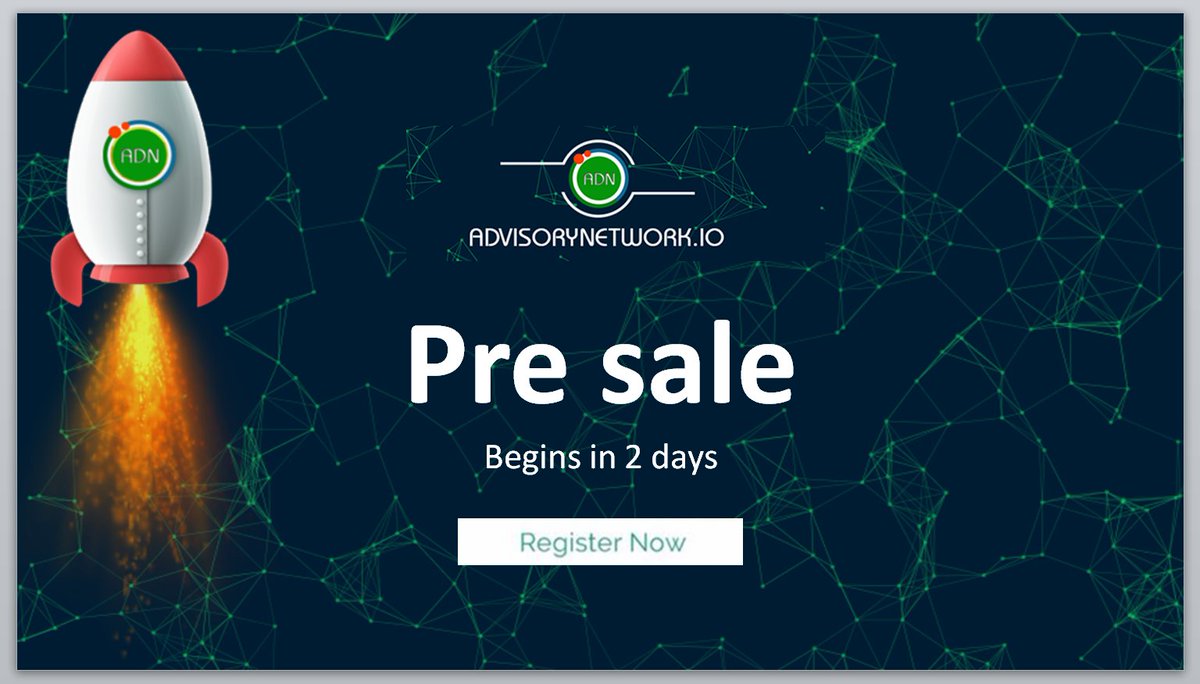 Pre-Sale Begins in 2 Days. Join the whitelist --> advisorynetwork.io

#Bounty #Airdrop #TokenSale #ADN #Blockchain #AdvisoryNetwork
Join Us: 
Telegram: t.me/AdvisoryNetwork
Facebook: facebook.com/Advisornetwork
Twitter: x.com/ADN_Advisory