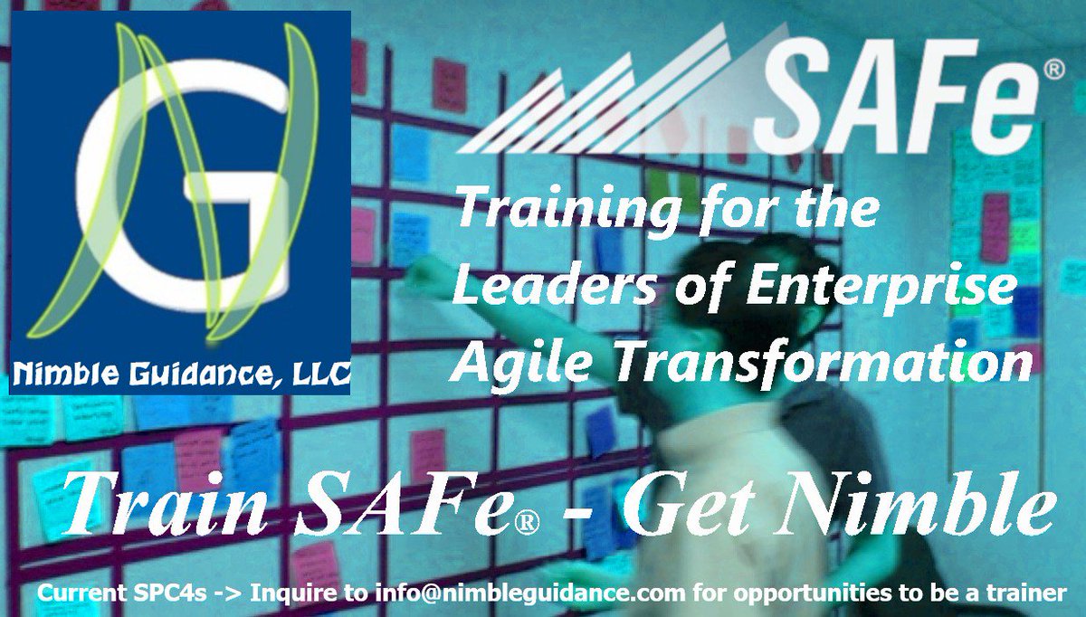 NimbleGuidance's tweet photo. #NimbleGuidance is your local source for #SAFe® certification training.  Find public courses at https://t.co/aecbVvwN2w.  Ask after onsite courses to info@nimbleguidance.com.  #SPC4 certified?  See https://t.co/17KzdBrzJg to become a SAFe® trainer. https://t.co/LgKRRloayR