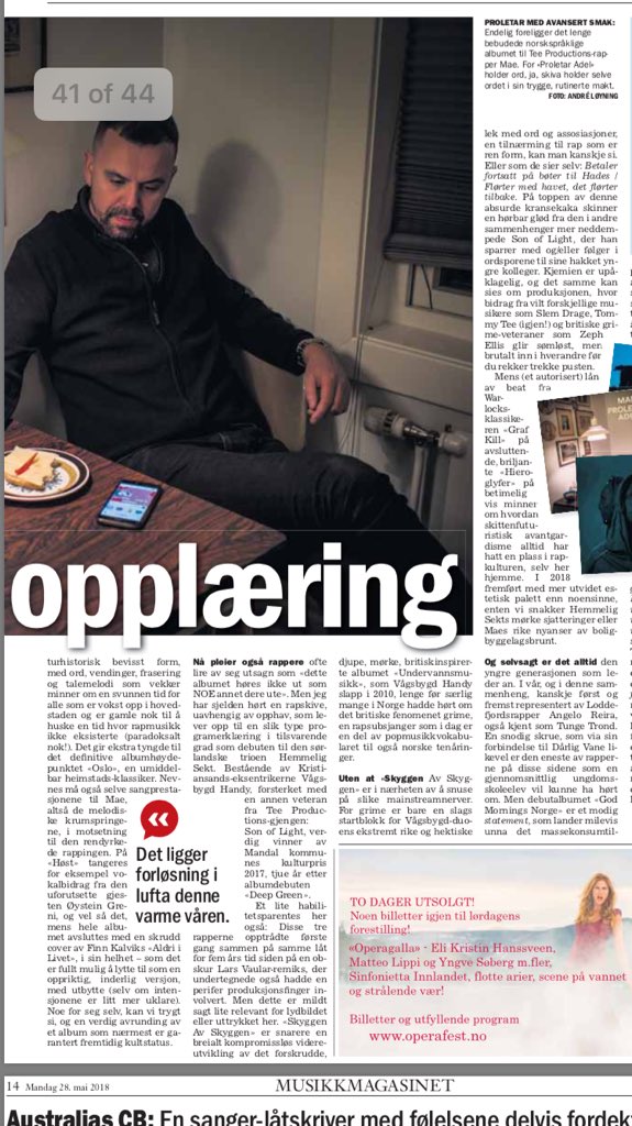 TommyHadTea's tweet photo. Takk til @heletwitta og Musikkmagasinet i Klassekampen for grundig gjennomgang. 👑🎯 #Mae #ProletarAdel #TeeProd #TP https://t.co/FPB5FVbpex