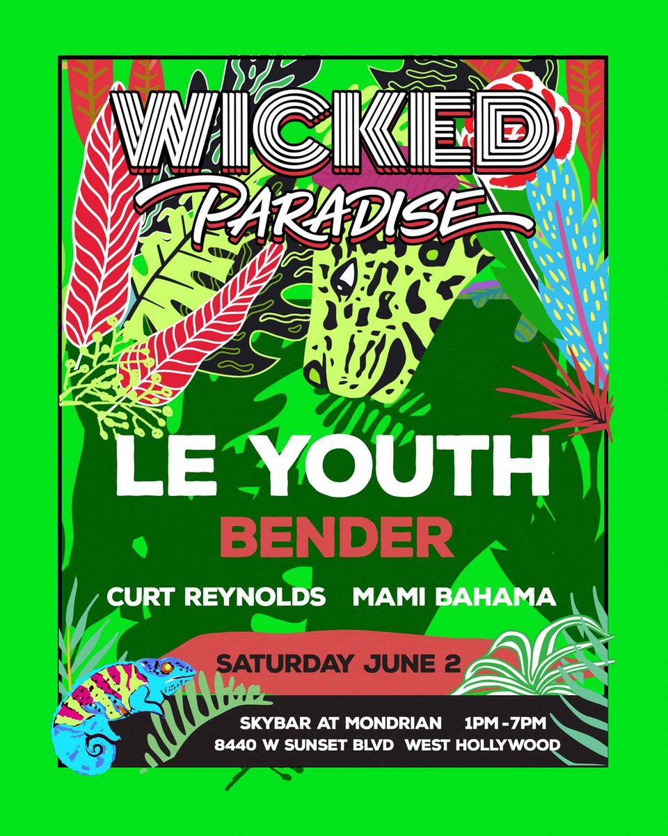 wckdparadise's tweet photo. Our #WickedSummer is rolling into June w/ the highly anticipated return of @leyouth this Sat., 6/2. π
Very limited RSVPs remain β https://t.co/7PhnnFeVOm https://t.co/eNYNREAfiq