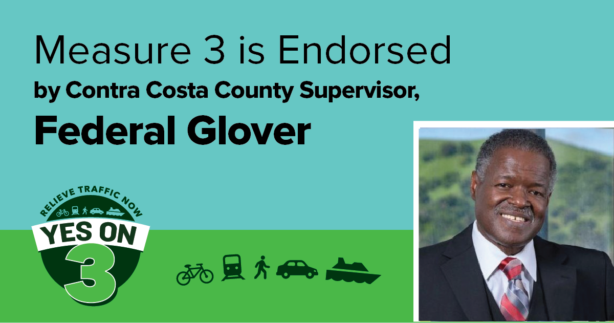 yesonrm3's tweet photo. We need to vote #YESonRM3 to make highway improvements throughout Contra Costa County, including reducing congestion at the Interstate 680/State Route 4 interchange &amp; improving access to the Richmond-San Rafael bridge from HWY 580. Contra Costa County Supervisor, Federal Glover https://t.co/5usQU8etyc