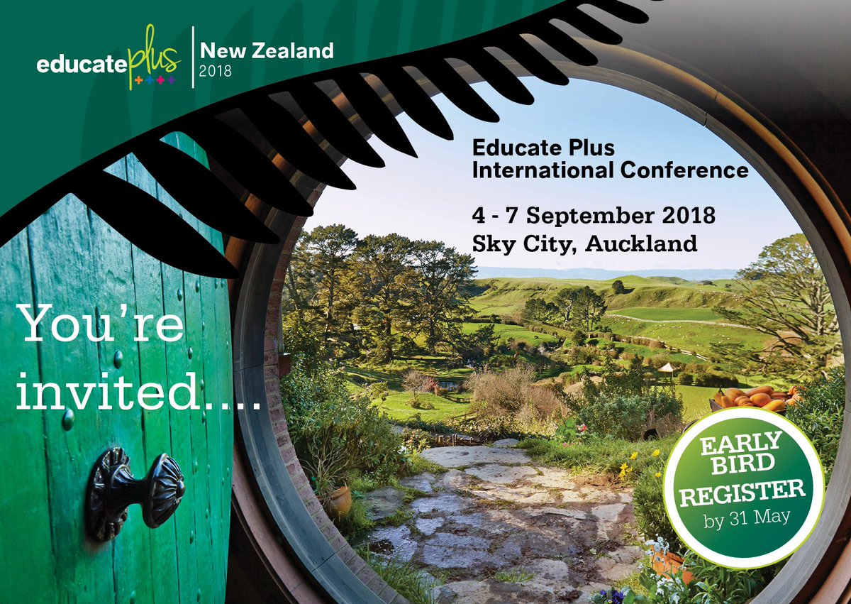 Educate_Plus's tweet photo. Early Bird closes tomorrow! #epauckland2018 Register by 31 May to still get the early bird rate for the unmissable @Educate_Plus International Conference this September. Share this post for your chance to win a weekend for 2 in #Roturua! https://t.co/VCfAmX63Jj https://t.co/zG527iWTo2