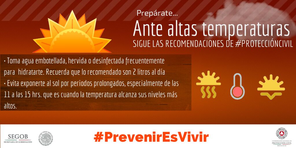 ProtCivilSLP's tweet photo. A continuación se te sugiere seguir estás recomendaciones en estos días que se registran altas temperaturas. https://t.co/2wx33oxG4v