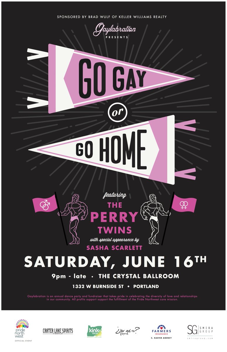 WIN TICKETS to Pride Weekend's official charity dance party <a href="/Gaylabration/">Gaylabration</a> on June 15 at <a href="/CrystalPortland/">Crystal Ballroom</a> ! GO GAY OR GO HOME!-----> bit.ly/2snA2L3