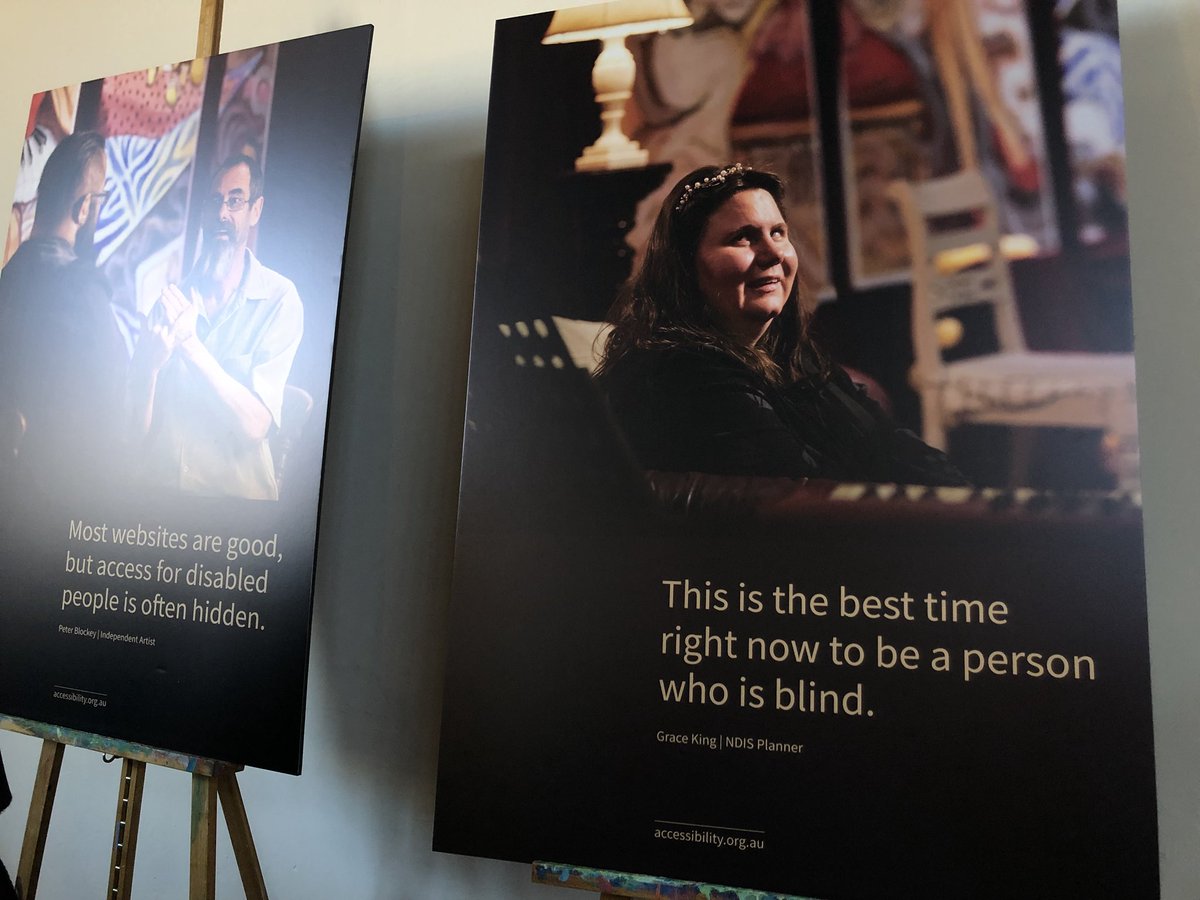 2 exhibits of another two individuals. The caption reads exhibit 1- ‘This is the best time right now to be person who is blind’ exhibit 3 This is the best time right now to be a person who is blind’