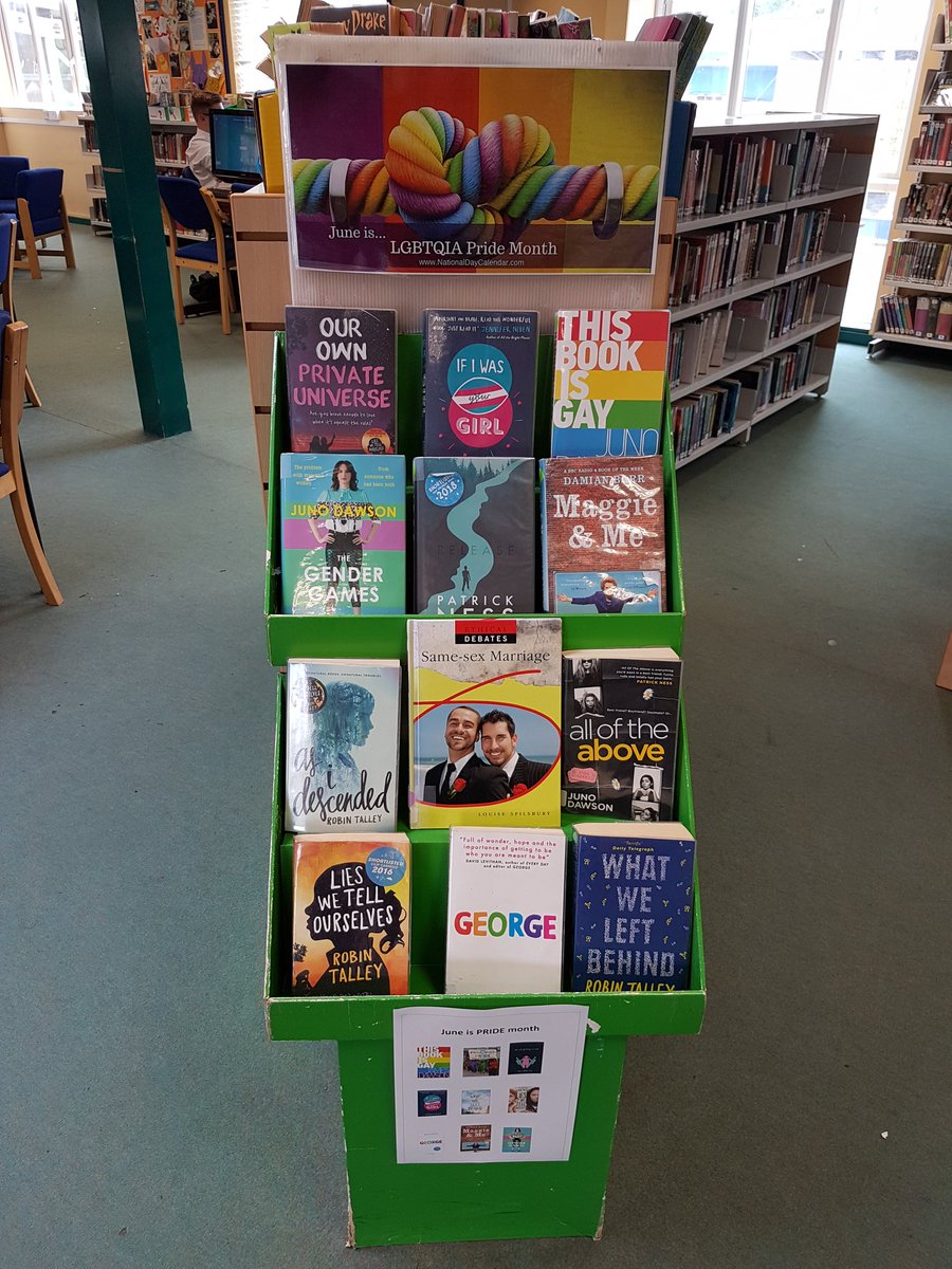 KHCALibrary's tweet photo. June is #PrideMonth ....our display is now up and updated booklists are ready featuring books by #LGBTQ authors or containing #LGBTQ characters. Lots of great reads....pop up and find out more #books #reading https://t.co/gSv1gsImBP