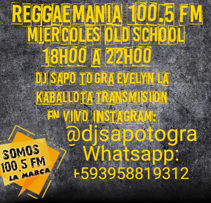 djsapotogra100's tweet photo. HOY NO TE PUEDES PERDER REGGAEMANIA PASA LA VOZ transmision en vivo 
instagram:@djsapotogra https://t.co/lRSaxlUM6v