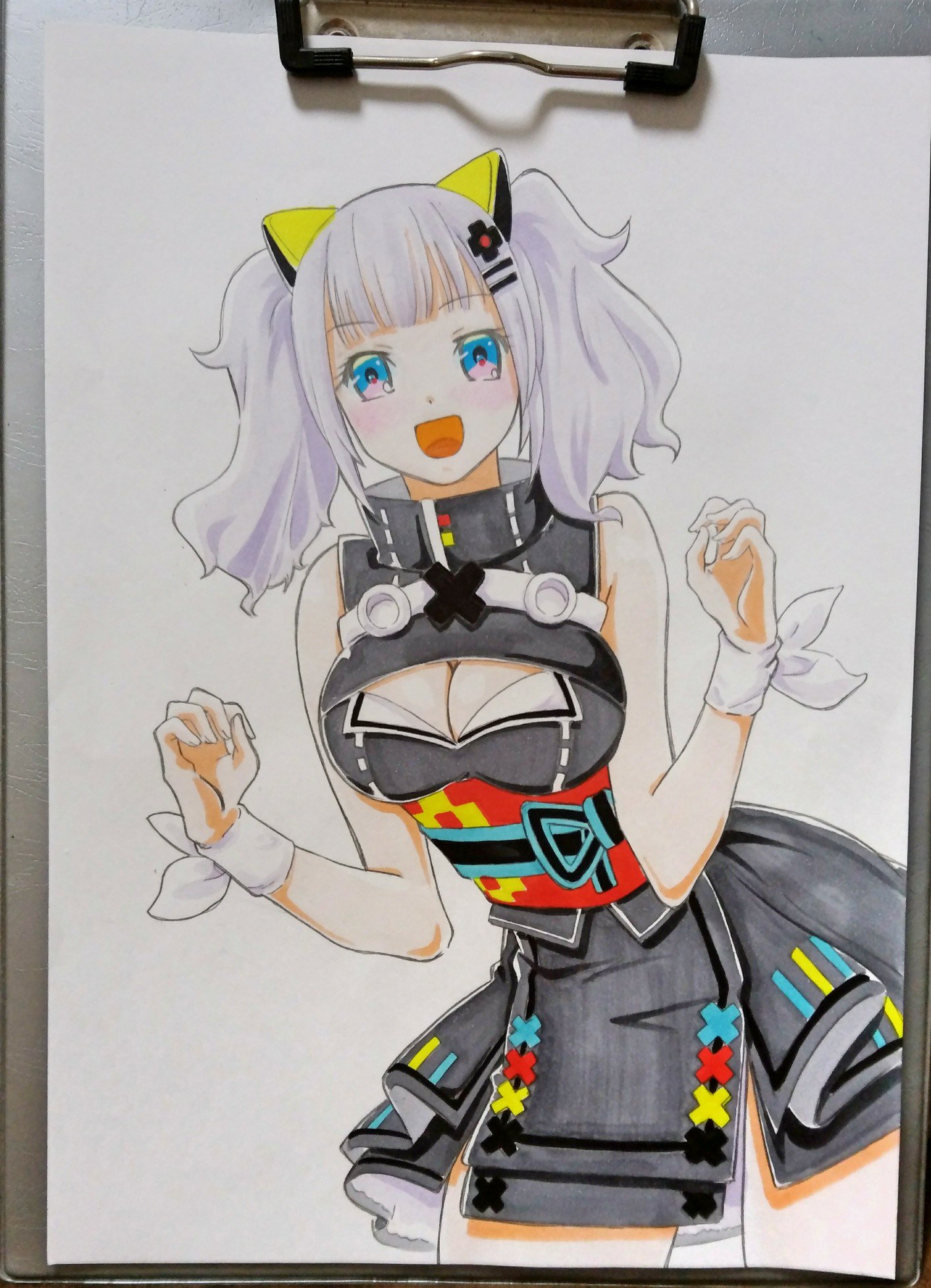 よっしぃ アニメ塗りの練習を兼ねて 輝夜月ちゃん描いてみた 月ちゃんの1番エモいところであろう イカつい親指をあんまり上手く描けなくて悔しい あと写真も上手く撮れないマン 輝夜月 コピック T Co Dn6gx4vywo Twitter