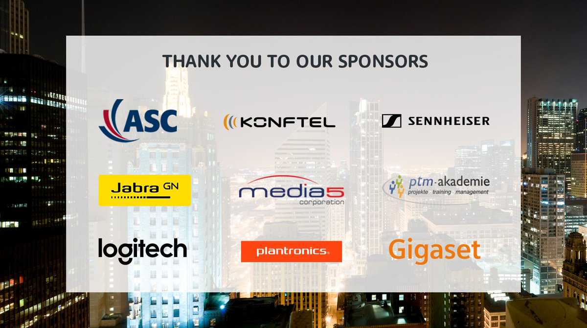#upc18berlin: We are delighted to be joined again this year by ASC, ptm-akademie and Media5 and would also like to extend a warm welcome to our new sponsors this year, SENNHEISER, JABRA, KONFTEL, Logitech, Gigaset and Plantronics.