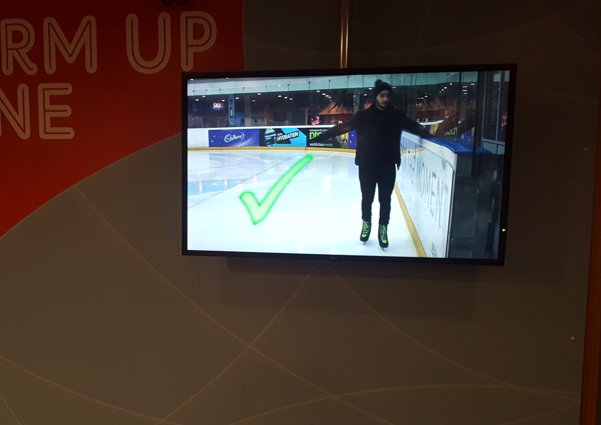 TeamNottm's tweet photo. Nice to see the @WeAreCoachCore magic lives on with Y2 apprentices  Tyler &amp; Will styling out the new skating hints and tips video in the warm up zone @Nat_Ice_Centre https://t.co/vXhEUr6Eds