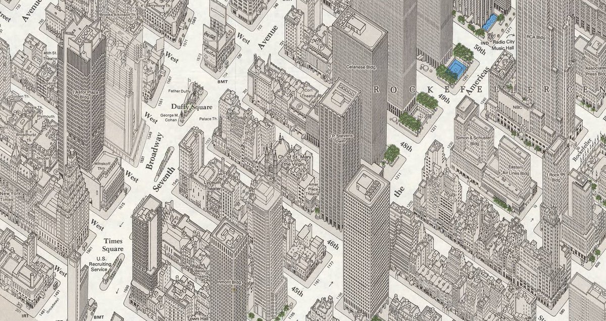 Map of Midtown Manhattan by Constatine Anderson, 1985.