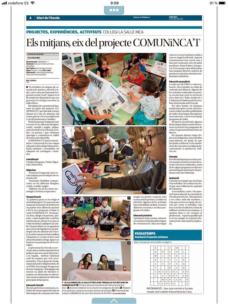 LaSalleInca's tweet photo. Som notícia a @diariomallorca https://t.co/tqzSrwmBNt