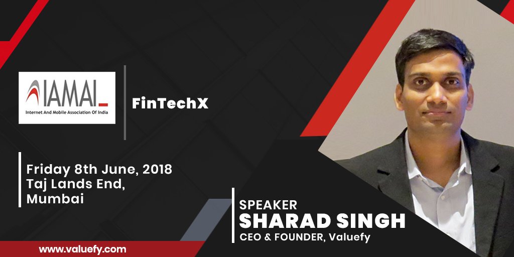 Valuefy's tweet photo. Our CEO Mr. Sharad Singh (@3sharad ) will be sharing his experience of creating leading products in the #Fintech domain at #FinTechX to be held at Taj Lands End, Mumbai on 8th June 2018.

Know More about this event: https://t.co/N7XnWrEpN3 
@IAMAIForum #Fintechtalk #finance https://t.co/bsB1JGJJ9y