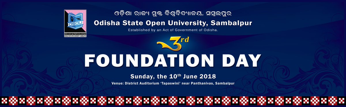 OsouOdisha's tweet image. Odisha State Open University will celebrate its third foundation day on June 10. All are cordially invited.
#JoinOSOU