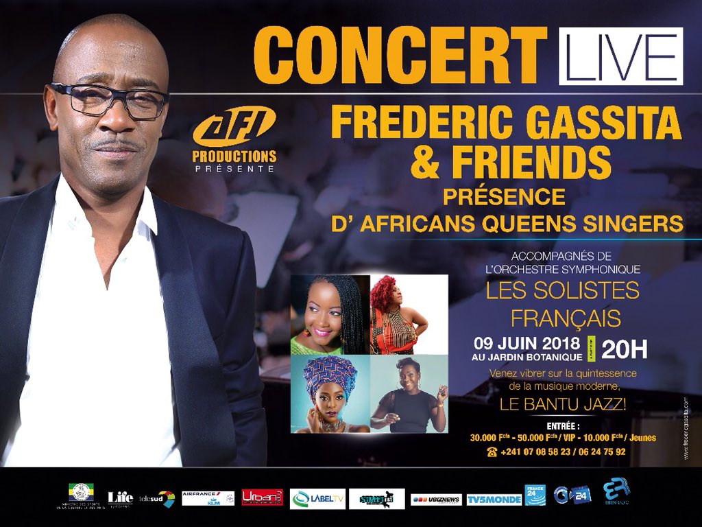 planetallstars1's tweet photo. #GabonJazz: AFJ présente @FGASSITA en concert Live accompagné de l’Orchestre symphonique "Les Solistes Français"

Venez vibrez sur la quintessence de la musique moderne, le "BANTU JAZZ" ; le samedi 9 Juin 2018 à partir de 20h00 au Jardin Botanique de Libreville. https://t.co/vtassKvuAV