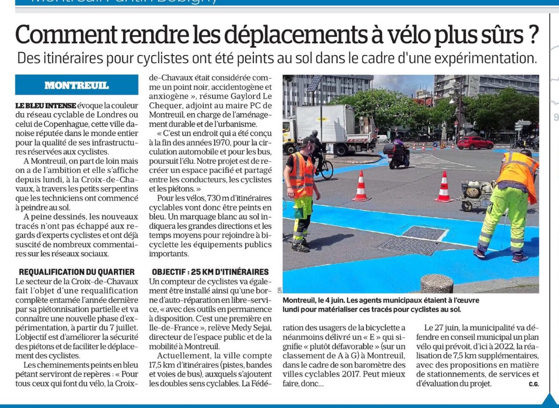glechequer's tweet image. Phase 2 de l’expérimentation pour le réaménagement Croix de Chavaux 🚧 : « Notre projet est de recréer 1 espace pacifié et partagé entre conducteurs, les 🚴‍♀️ et piétons🚶‍♂️. On envoie un message politique. » #montreuil #espacespublics #cycliste #urbanisme #laplaceestanous