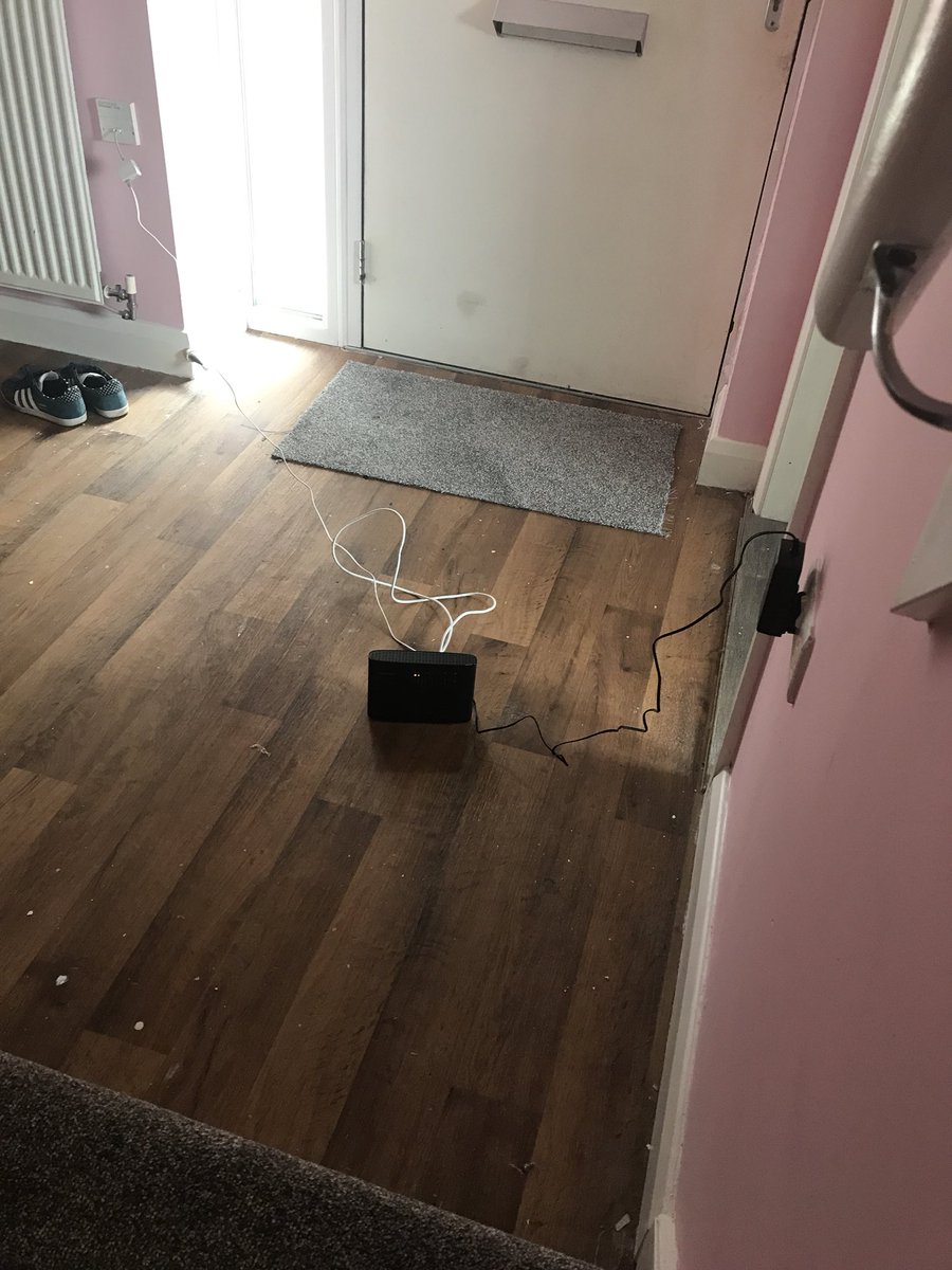 AdeleRhodes's tweet photo. @OpenreachHelp I had an engineer come out on Monday 4th of June to connect a phone line and broadband, I’ve been left some what underwhelmed. This is the only way to connect to WiFi, as you can see no mains socket near connection and leaving it covering the main exit. https://t.co/rFs7X4RgK4