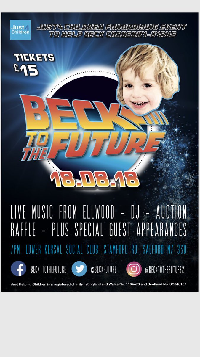 BeckFuture's tweet photo. 🌟🌟TICKETS ON SALE NOW🌟🌟 🎉 🎉🎉 18.08.18 🎉🎉🎉 all money raised will be going towards treatment and specialist equipment for our gorgeous boy **please DM for tickets** #becktothefuture #pleaseshare https://t.co/QbKA8BTzRw