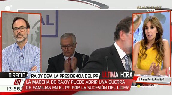 ¡Buenos días! Gracias a los 797.000 espectadores que nos siguieron ayer, con un fantástico 12,7%, en una mañana marcada por el adiós de Rajoy. Hoy, a las 11h20, más información y análisis con <a href="/Ruiz_Noticias/">Javier Ruiz</a> en <a href="/cuatro/">Cuatro</a>. #GraciasM4