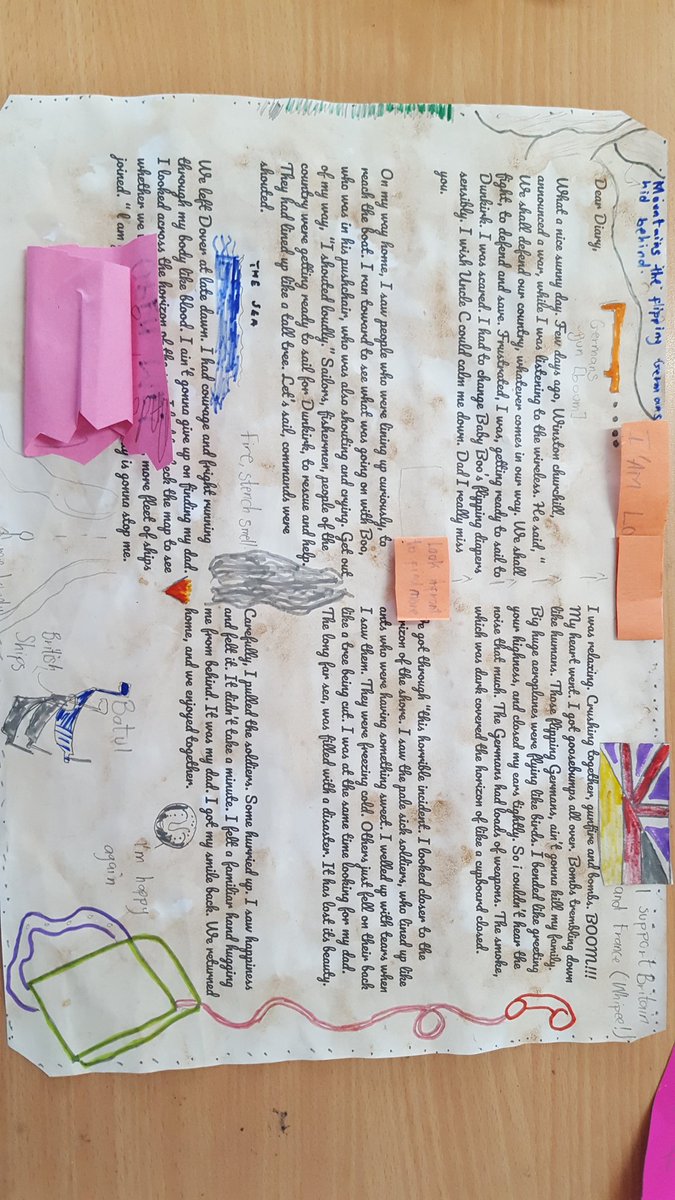 Flossie's Secret War Diary an entry about the day Flossie goes to Dunkirk. Well done Hawthorn class! @BIGPictureBooks @ElliotFndtn #whatItaughttoday #marciawilliams