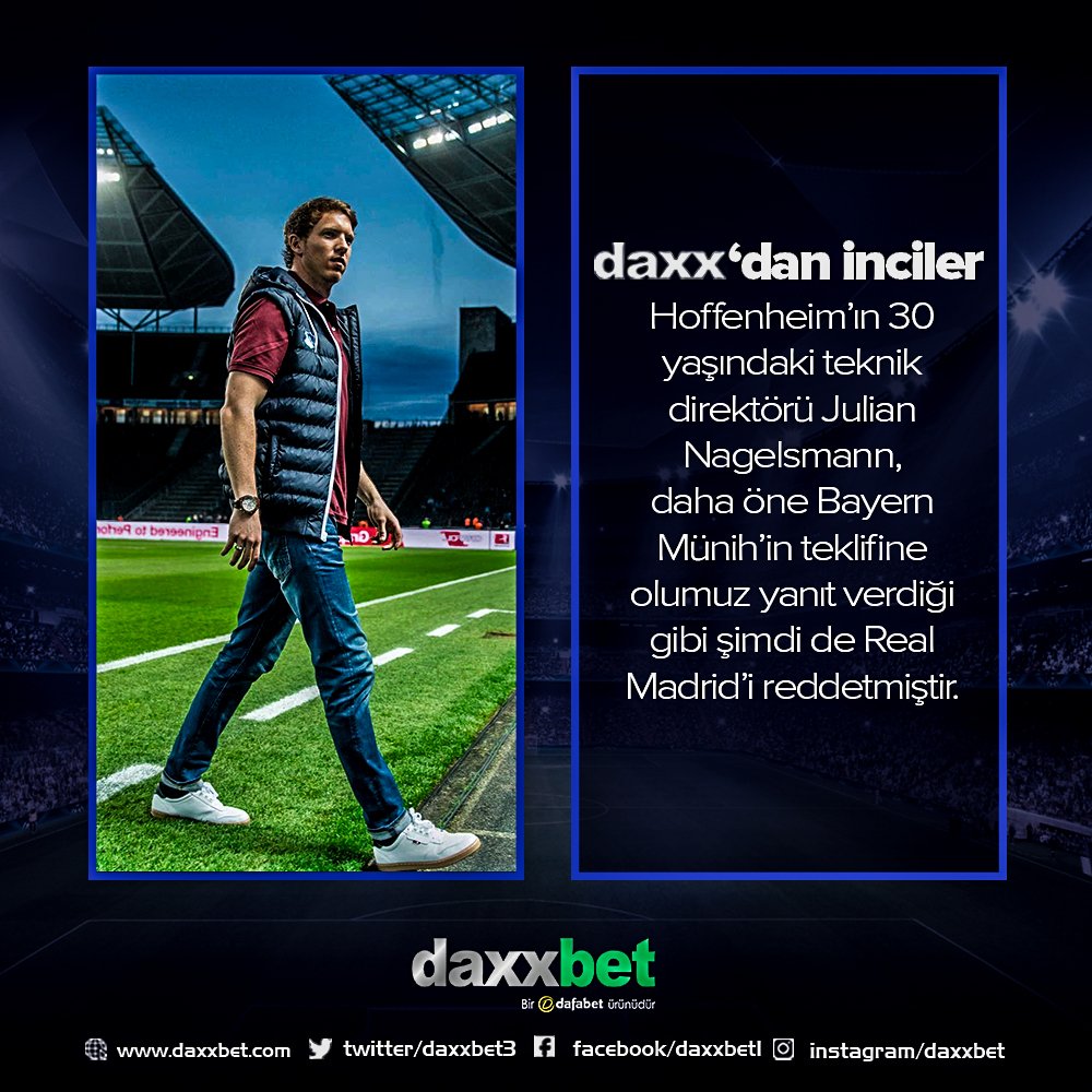 Hemen Oyna Sende Kazan daxxbet.com  #PremierLeague #Bundesliga #LaLiga #superlig #Ligue1 #championsleague #bettingtips #betting #Casino #WorldCup2018 #Russia #France #Spain #England #Portugal #Italy #Germany #Hoffenheim #bayernmunich #RealMadrid #JulianNagelsmann