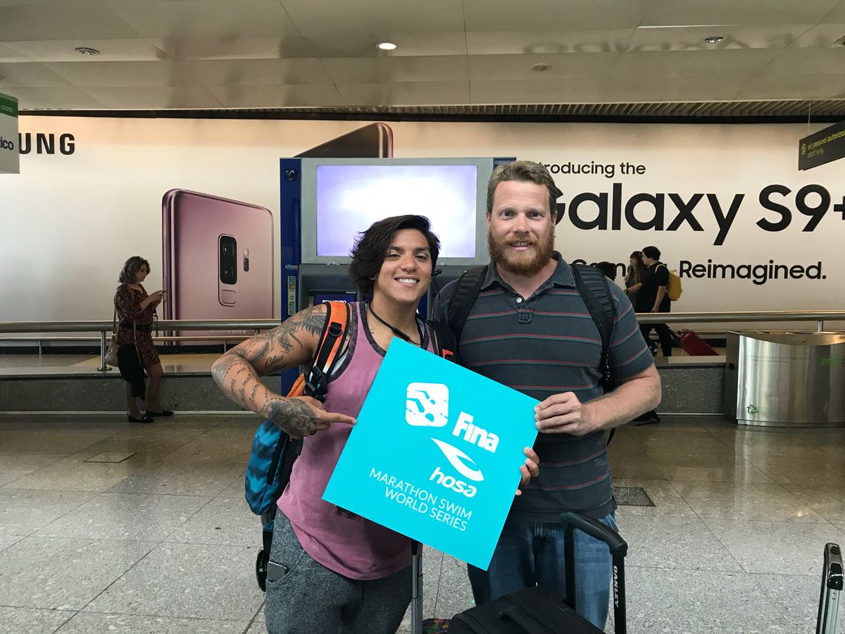 WorldAquatics's tweet photo. @anamarcela92, the current leader of the FINA/HOSA Marathon Swim World Series has arrived to Setúbal! Welcome, Ana! 😀💦🏊♀️
#FINA #HOSA #MSWS18 #OWS #openwater #10K https://t.co/qOythgV5Gx
