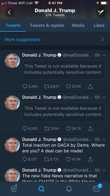 veteranhank's tweet photo. Twitter just messed with the Wrong Guy! Censored the President's tweets and also Donald Trump Jr's tweets. What should they do next? https://t.co/pWHV5i4efx