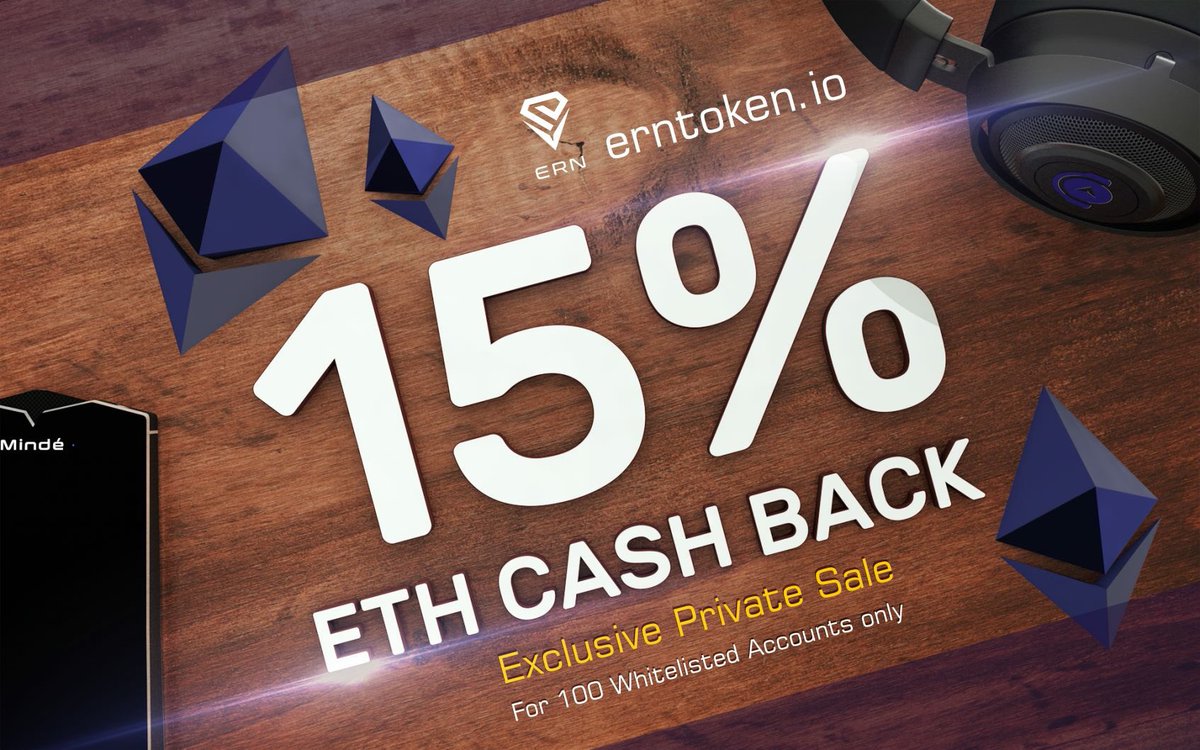 erntoken's tweet image. Mark the Date! June 15, 2018, with 15% #ETHCashback for our Exclusive Private Sale. Hurry! Get your address whitelisted now @ erntoken.io 
#ern #erntoken #ernproject #listern #minde #audiorewards #pocketminer #ethcashback